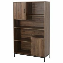Coupon ❤️ GDFStudio Joanne Contemporary Faux Wood Cube Unit Bookcase, Walnut/Black 🛒