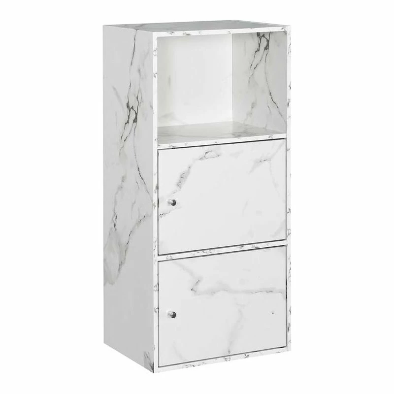 Discount โจ Convenience Concepts Xtra Storage 2 Door Cabinet In White Faux Marble Wood Finish โจ - Image 4