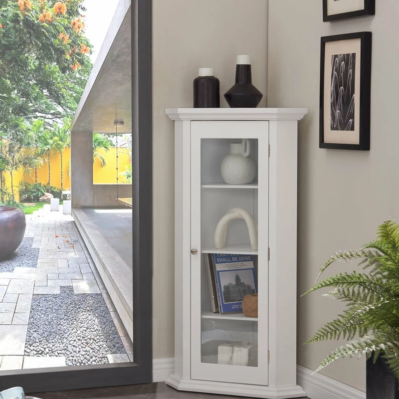 Cheapest ๐ฅ Pilaster Designs Didan Wood Corner Curio Storage Display Cabinet, White ๐ - Image 2