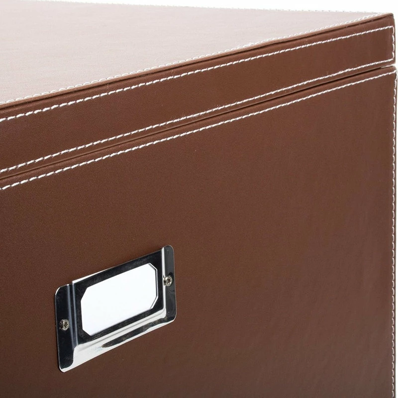 Wholesale ๐ Great Useful Stuff G.U.S. Decorative Office File And Portable Storage Box, Brown Leatherette โจ - Image 2