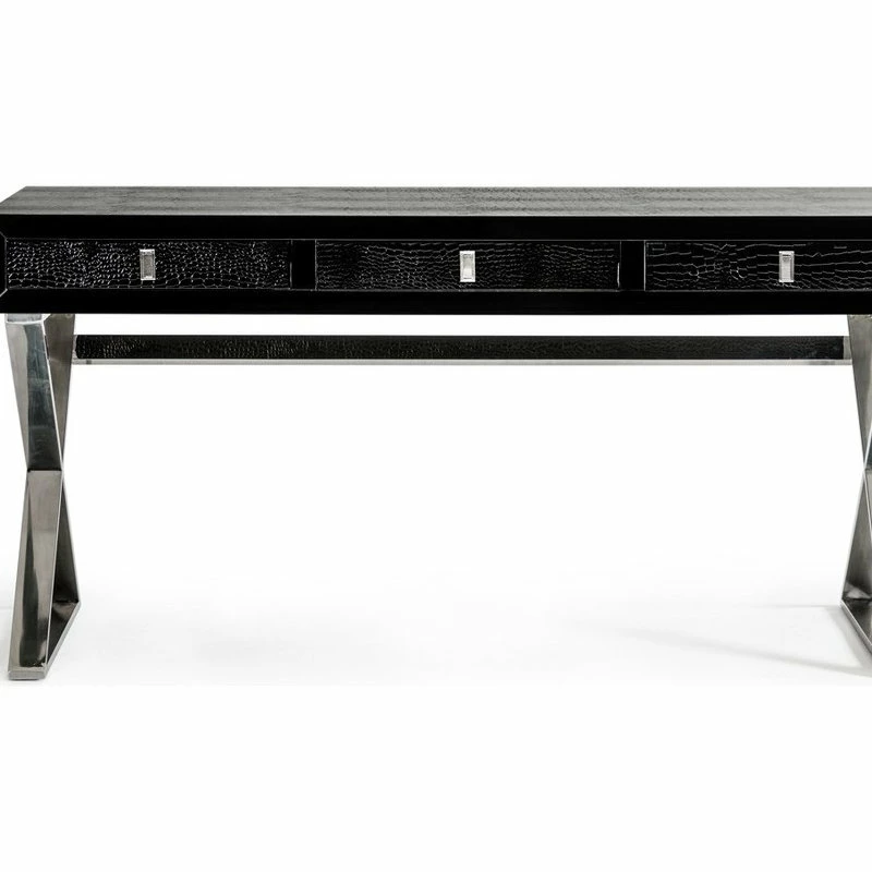 Best Sale 🌟 Vig Furniture Inc. A&X Congress Transitional Black Crocodile Desk ⌛ - Image 2