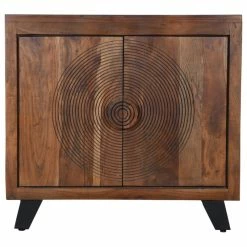 Best deal 😉 Benzara, Woodland Imprts, The Urban Port 32" 2 Door Wooden Accent Storage Cabinet With Engraved Circular Design, Brown 😀