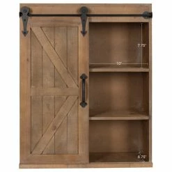 Flash Sale 🎉 Uniek Cates Wood Wall Storage Cabinet With Sliding Barn Door, Rustic Brown ❤️