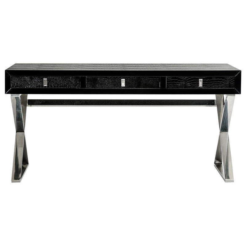 Best Sale 🌟 Vig Furniture Inc. A&X Congress Transitional Black Crocodile Desk ⌛