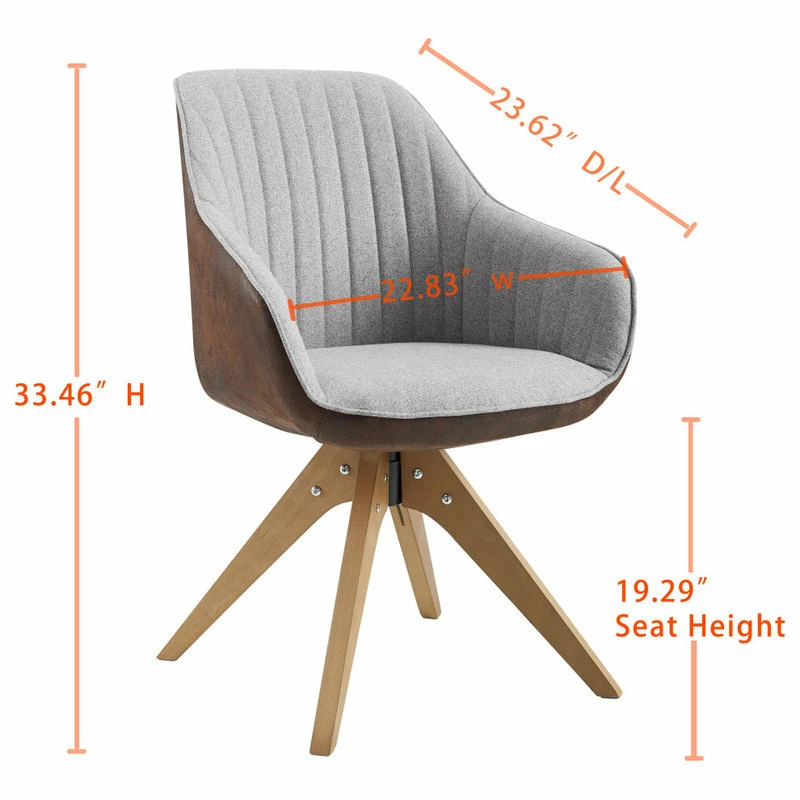 Budget โจ Art Leon Mid-Century Modern Swivel Fabric Upholstered Office Chair With Solid Wood Legs, โ - Image 2