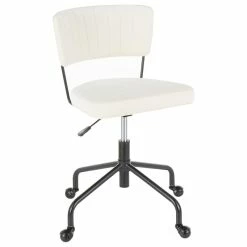 Buy 🎁 LumiSource Tania Task Chair, Black Metal, Cream Velvet 🤩