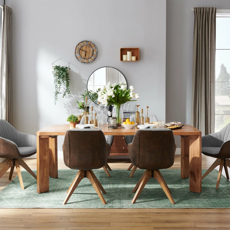 Budget โจ Art Leon Mid-Century Modern Swivel Fabric Upholstered Office Chair With Solid Wood Legs, โ - Image 8