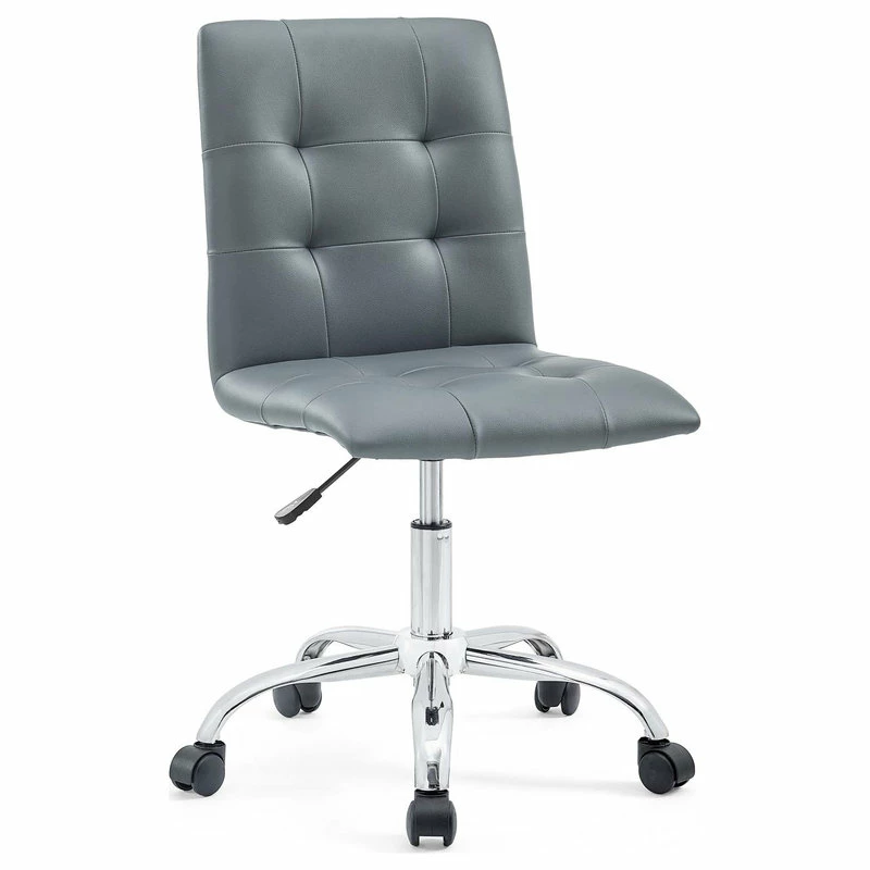 Discount ๐ LexMod Prim Armless Mid Back Faux Leather Office Chair, Gray ๐ - Image 9