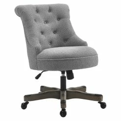 Discount ๐ Linon Home Decor Products Linon Sinclair Wood Upholstered Office Chair In Light Gray ๐