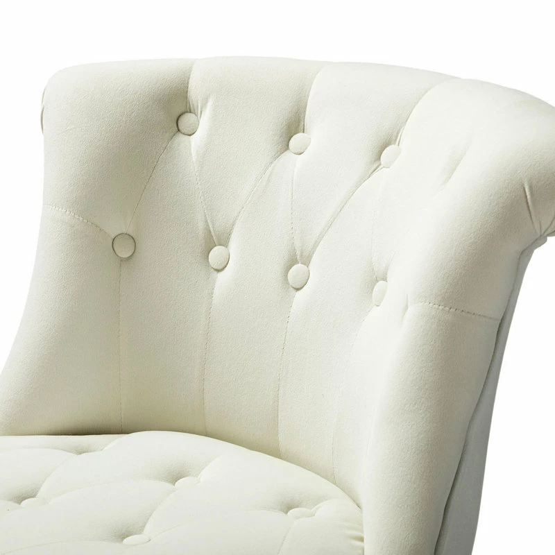 Cheapest 👏 Karat Home Swivel Upholstered Task Chair With Tufted Back, Ivory 🌟 - Image 5