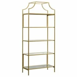 Best Pirce ❤️ Pemberly Row Modern 5 Shelf Metal Bookcase In Satin Gold Finish 👏