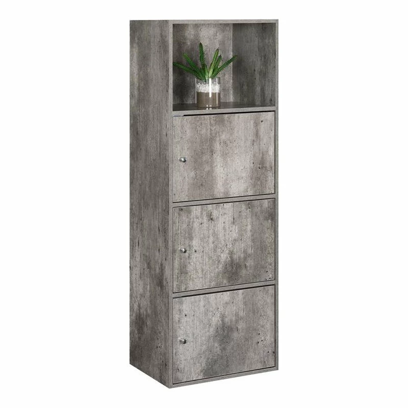 Discount โ๏ธ Convenience Concepts Xtra Storage 3 Door Cabinet In Gray Faux Birch Wood Finish ๐