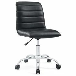 Best Pirce ๐ LexMod Ripple Armless Mid Back Faux Leather Office Chair, Black ๐