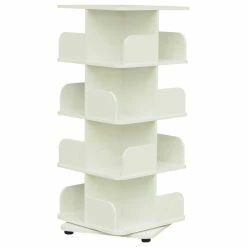 Flash Sale 😉 Pilaster Designs Oneonta Revolving Bookcase Tower Display Unit, Wood, White, 4 Tier 🧨