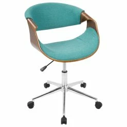Best Pirce π₯ Lumisource Curvo Desk Chair In Walnut And Teal Finish OFC-CURVO WL+TL β€οΈ