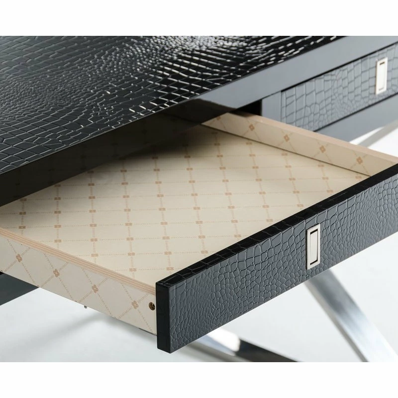 Best Sale 🌟 Vig Furniture Inc. A&X Congress Transitional Black Crocodile Desk ⌛ - Image 5