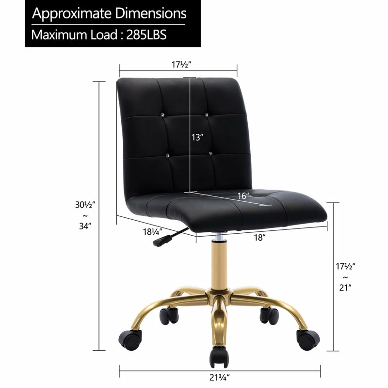 Buy 💯 Duhome Elegant Lifestyle Rhinestone Square Tufted Desk Chair, Black-Pu ✨ - Image 3