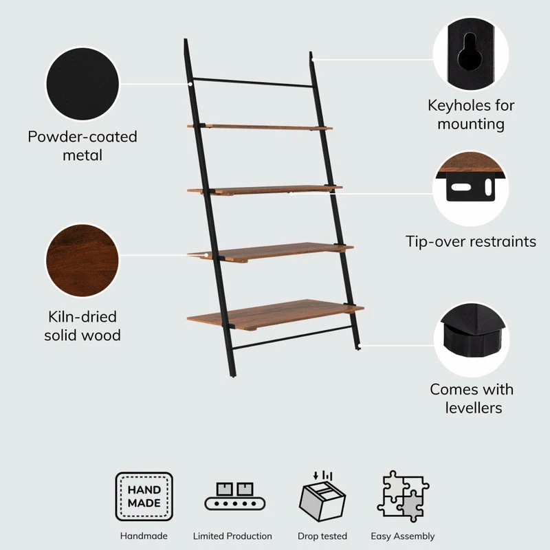 Budget 🥰 Madeleine Home Inc. Lasalle Ladder Shelf, Walnut ⭐ - Image 11