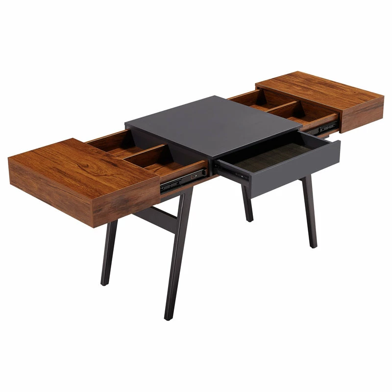 Budget π Rta Products- L Techni Mobili Expandable Modern Desk With Storage, Mahogany π― - Image 7