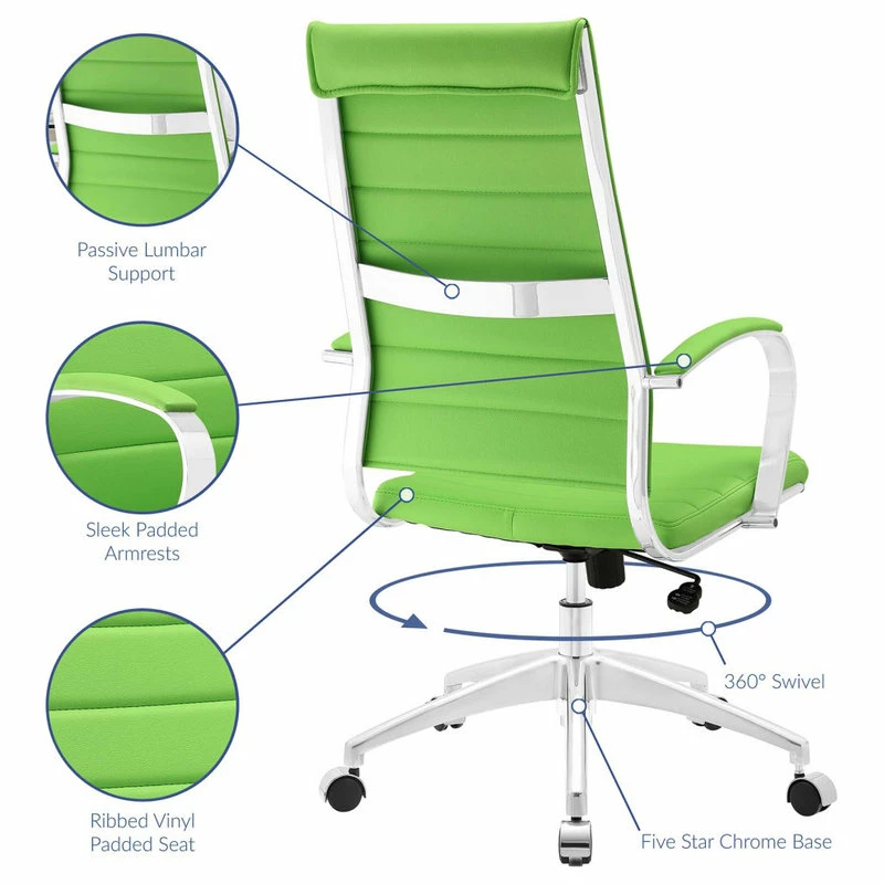Promo 🥰 LexMod Jive Highback Faux Leather Office Chair, Bright Green 💯 - Image 5