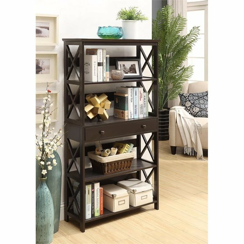 Coupon ๐ Convenience Concepts Oxford Five-Tier Bookcase With Drawer In Espresso Wood ๐ - Image 2
