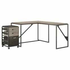Cheap ๐ Bush Business Furniture Bush Furniture Refinery 50" L Shaped Industrial Writing Desk With File Cabinet โ