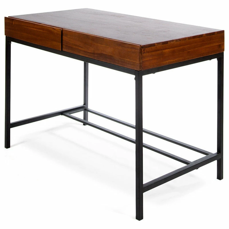 Best Sale 🎉 GDFStudio GDF Studio Elrod Dark Oak Acacia Wood Storage Desk With Rustic Metal Iron Accent 🤩