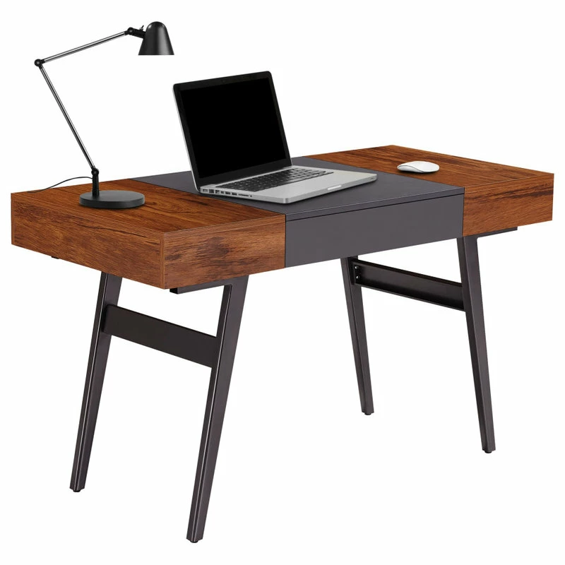 Budget π Rta Products- L Techni Mobili Expandable Modern Desk With Storage, Mahogany π― - Image 3