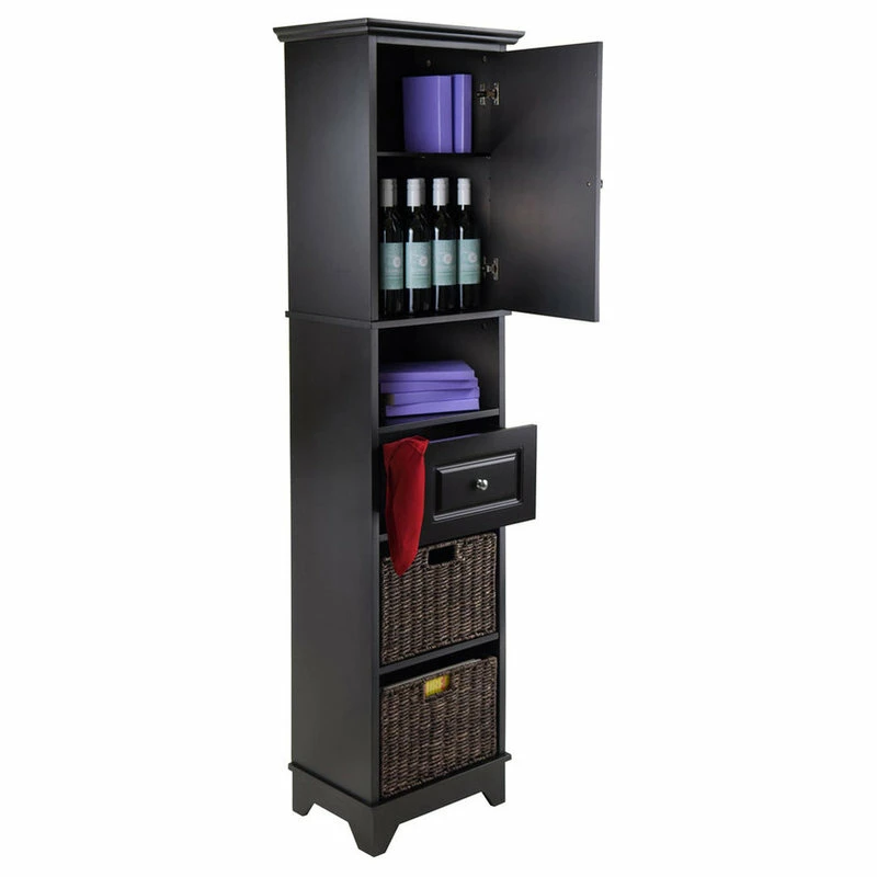 Best reviews of π Winsome Trading, Inc 3-Pc Storage Cabinet With 2 Foldable Corn Husk Baskets, Black And Chocolate 𧨠- Image 4