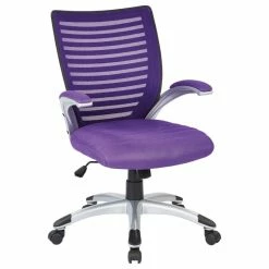 Budget 🎉 Office Star Products Mesh Purple Seat, Screen Back Managers Chair, Padded Silver Arms, Nylon Base 💯