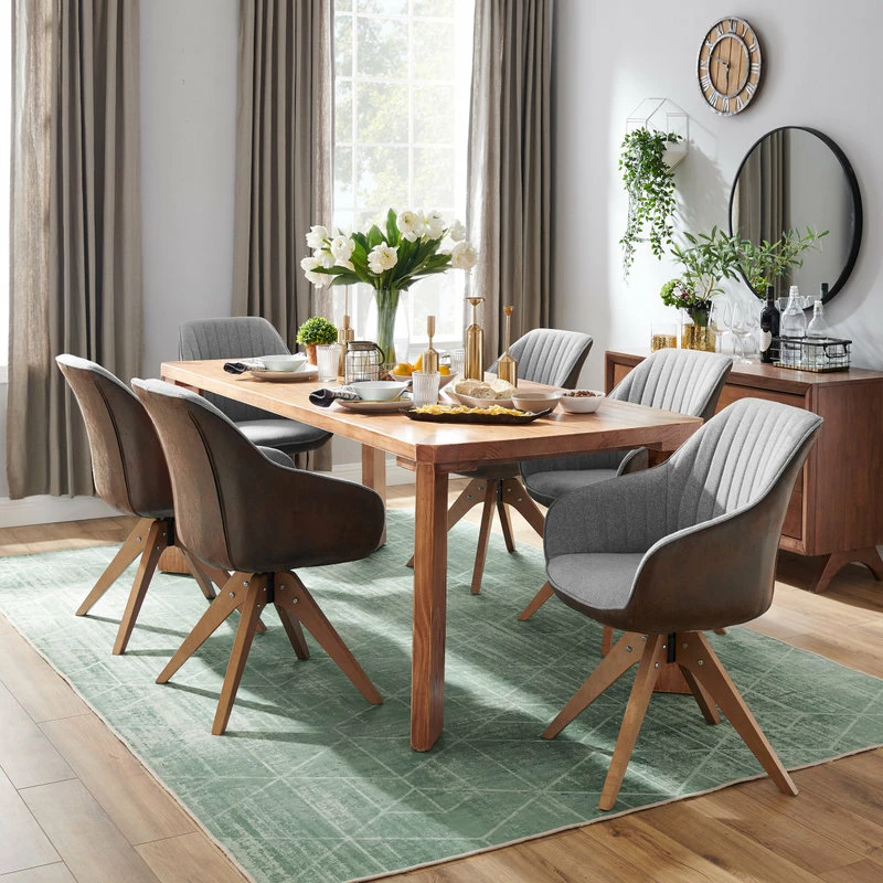 Budget โจ Art Leon Mid-Century Modern Swivel Fabric Upholstered Office Chair With Solid Wood Legs, โ - Image 9