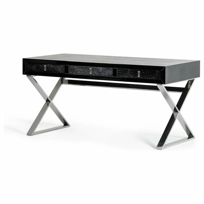 Best Sale 🌟 Vig Furniture Inc. A&X Congress Transitional Black Crocodile Desk ⌛ - Image 3