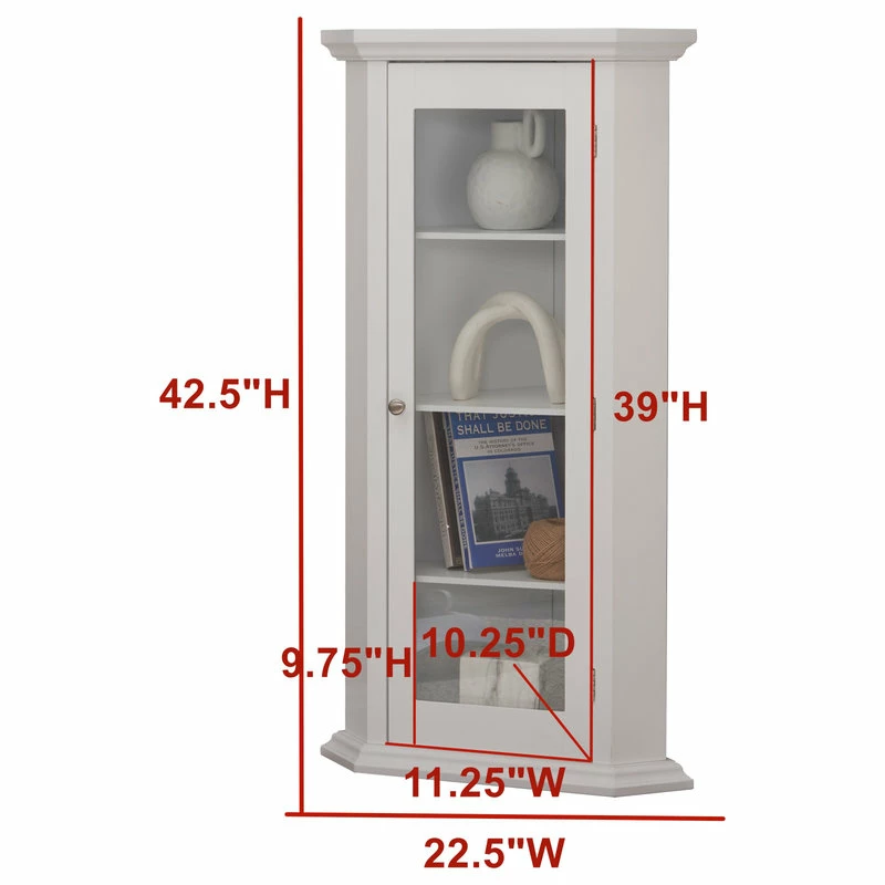 Cheapest ๐ฅ Pilaster Designs Didan Wood Corner Curio Storage Display Cabinet, White ๐ - Image 3