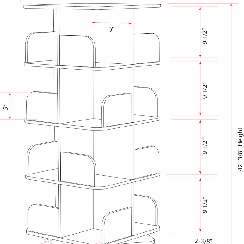 Flash Sale ๐ Pilaster Designs Oneonta Revolving Bookcase Tower Display Unit, Wood, White, 4 Tier ๐งจ - Image 3