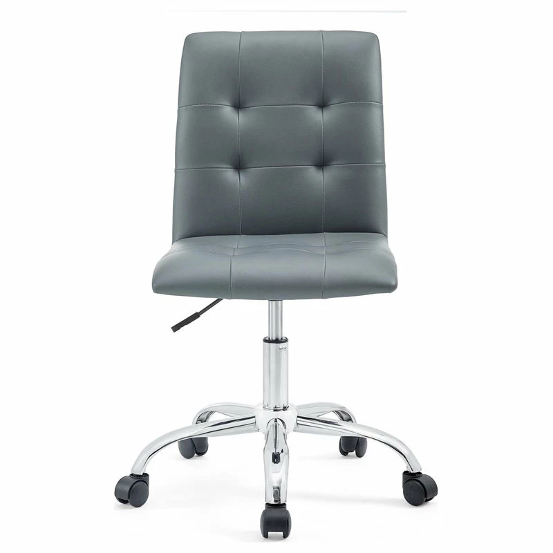 Discount ๐ LexMod Prim Armless Mid Back Faux Leather Office Chair, Gray ๐ - Image 5