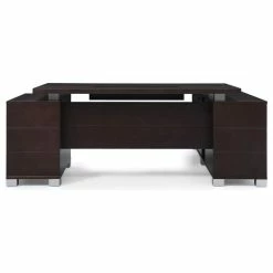 Hot Sale ๐ฅ Zuri Furniture 79” Ford Dark Walnut Wood Desk Left Return Legal/Letter Filing Drawers โ