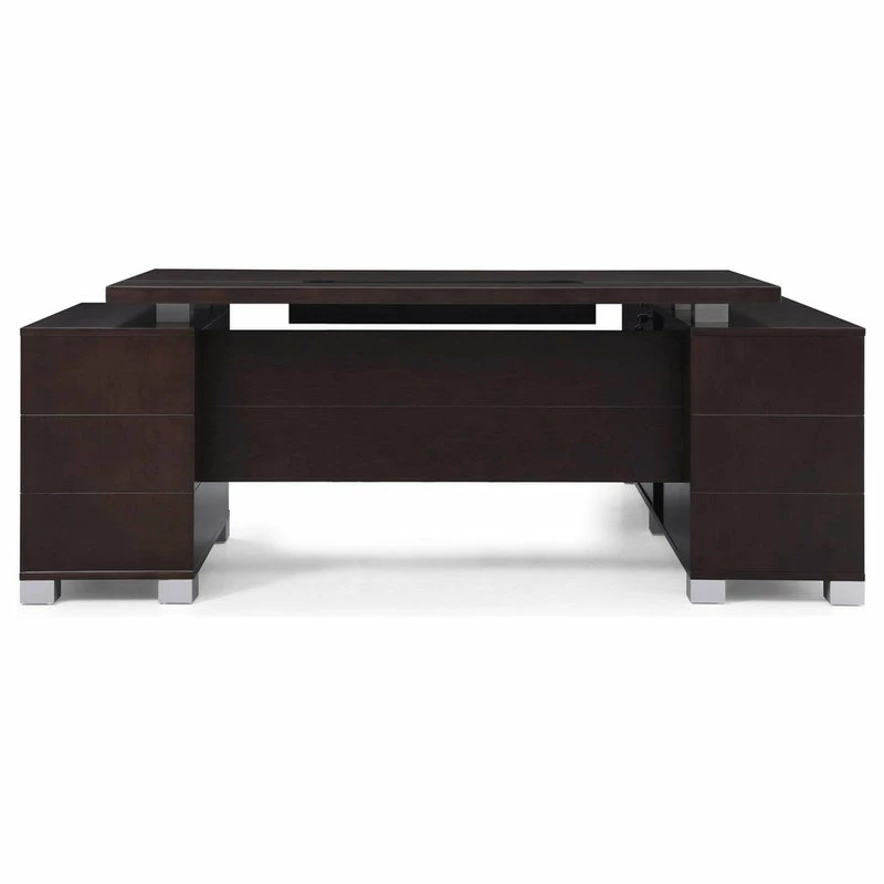 Hot Sale 🔥 Zuri Furniture 79” Ford Dark Walnut Wood Desk Left Return Legal/Letter Filing Drawers ⌛