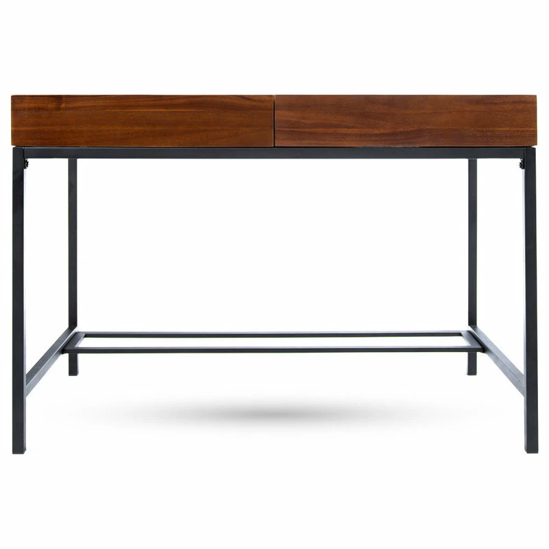 Best Sale 🎉 GDFStudio GDF Studio Elrod Dark Oak Acacia Wood Storage Desk With Rustic Metal Iron Accent 🤩 - Image 5