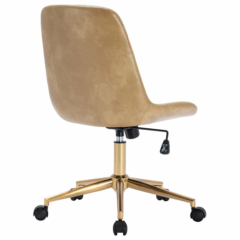 Promo π Duhome Elegant Lifestyle Faux Leather Golden Base Swivel Desk Chair, Camel π - Image 5