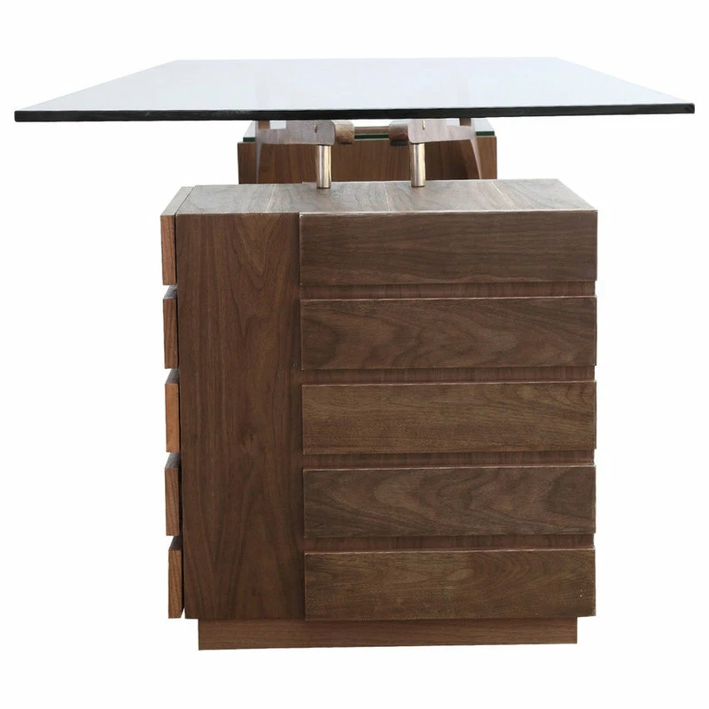 Cheap 👍 Kardiel Midcentury Modern 1949 Protractor Wood And Glass Desk, Walnut ✨ - Image 4