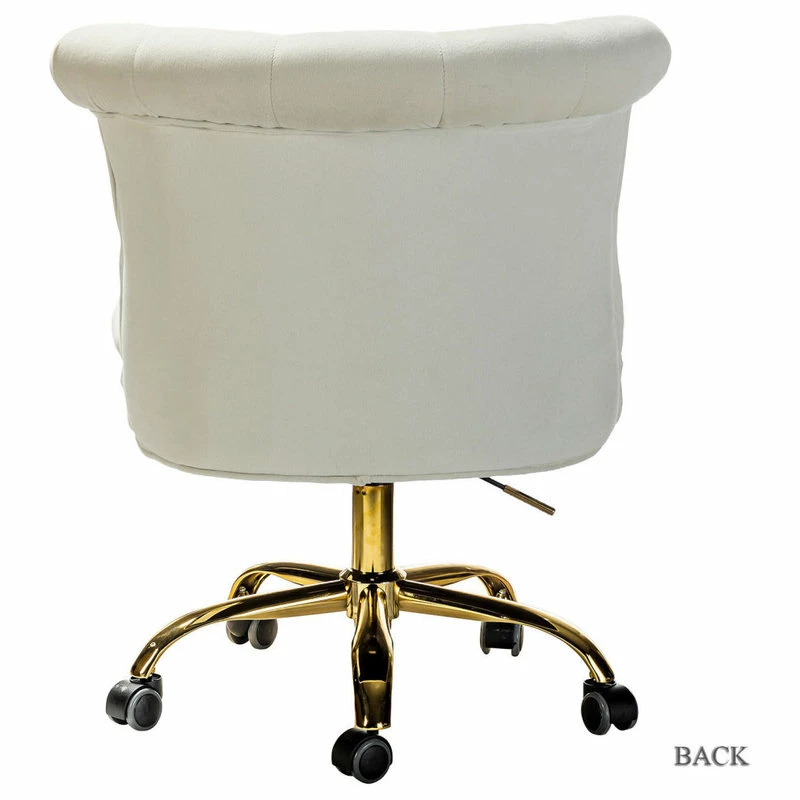 Cheapest 👏 Karat Home Swivel Upholstered Task Chair With Tufted Back, Ivory 🌟 - Image 3