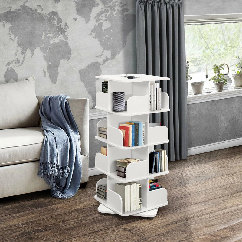 Flash Sale ๐ Pilaster Designs Oneonta Revolving Bookcase Tower Display Unit, Wood, White, 4 Tier ๐งจ - Image 2