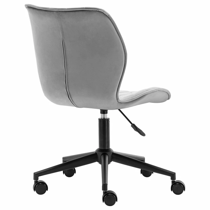 Budget ๐ Duhome Elegant Lifestyle Diamond Stitched Black Base Velvet Office Chair, Grey ๐ - Image 5