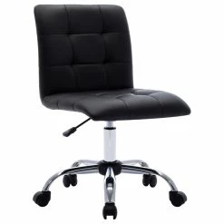 New ⌛ Duhome Elegant Lifestyle Square Tufted Desk Rolling Chair, Black-Pu 🔔