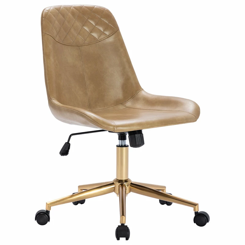 Promo π Duhome Elegant Lifestyle Faux Leather Golden Base Swivel Desk Chair, Camel π