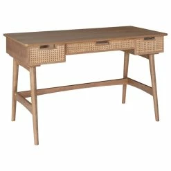 New 🎉 Linon Home Decor Products Linon Luca Rattan Wood Desk In Natural ✔️
