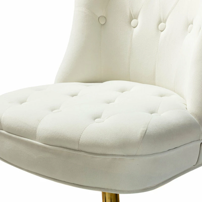 Cheapest 👏 Karat Home Swivel Upholstered Task Chair With Tufted Back, Ivory 🌟 - Image 6