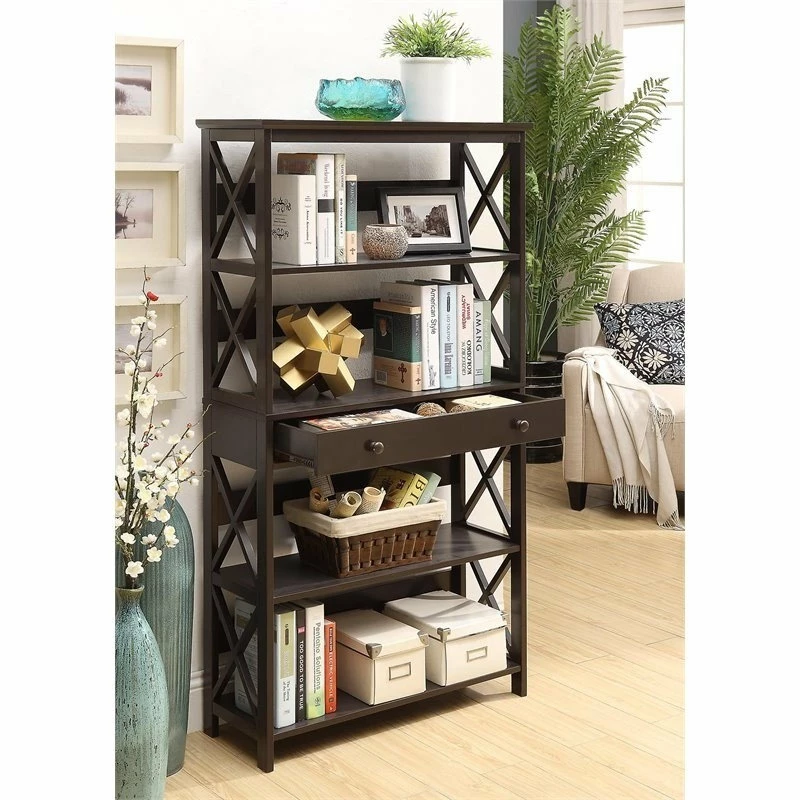 Coupon ๐ Convenience Concepts Oxford Five-Tier Bookcase With Drawer In Espresso Wood ๐ - Image 3