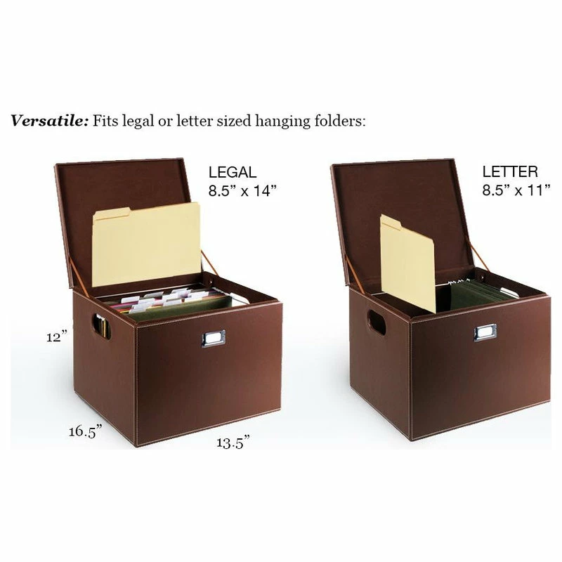 Wholesale ๐ Great Useful Stuff G.U.S. Decorative Office File And Portable Storage Box, Brown Leatherette โจ - Image 5