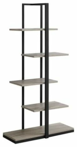 Wholesale ✔️ Monarch Specialties 60" Bookcase With Metal Base, Dark Taupe/Black 🎁